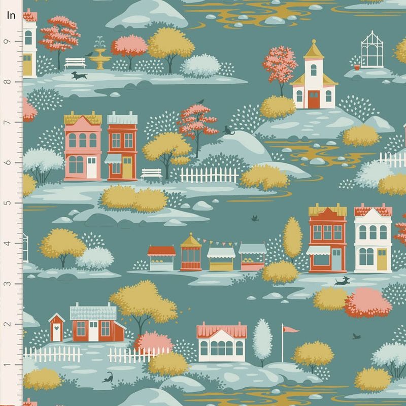 PREORDER - Tilda - Village Life - Village - Teal - 110180 - Ships October 2026