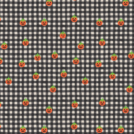 Rifle Paper Co. - Halloween III - Pumpkins on Black Gingham - RP1314-BK1