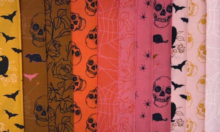 PBS Fabrics - Drop Dead Gorgeous - Halloween Fabrics Bundle - 1/4 Yard - Hand Cut Bundle - 12 Prints