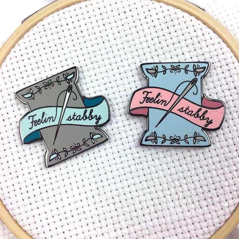 Hard Enamel Feeling Stabby Exclusive Magnetic Needle Minder - Pink and Blue ONLY