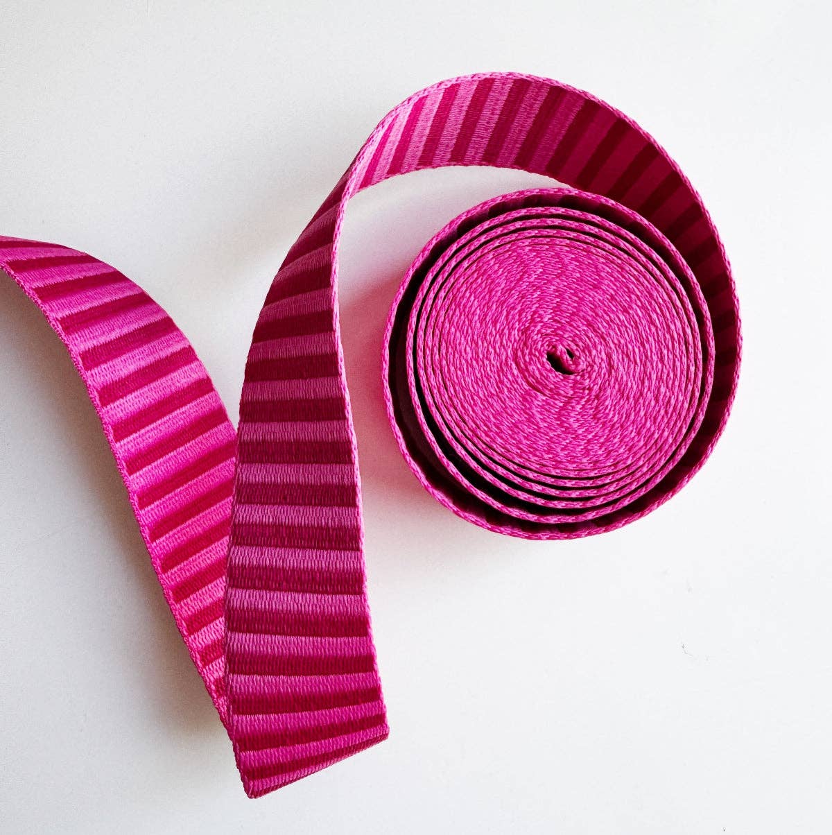 Sew Hungry Hippie - Jacquard Woven Stripe Webbing Dark Pink 1.5" Wide - By the Yard