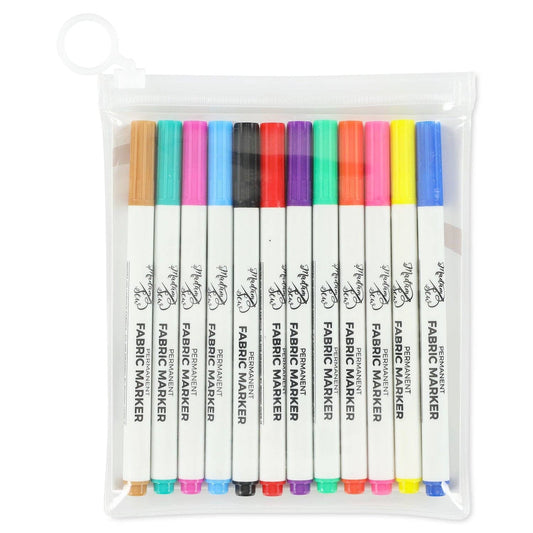 Madam Sew - Permanent Fabric Markers - 12 Colors In 1 Set