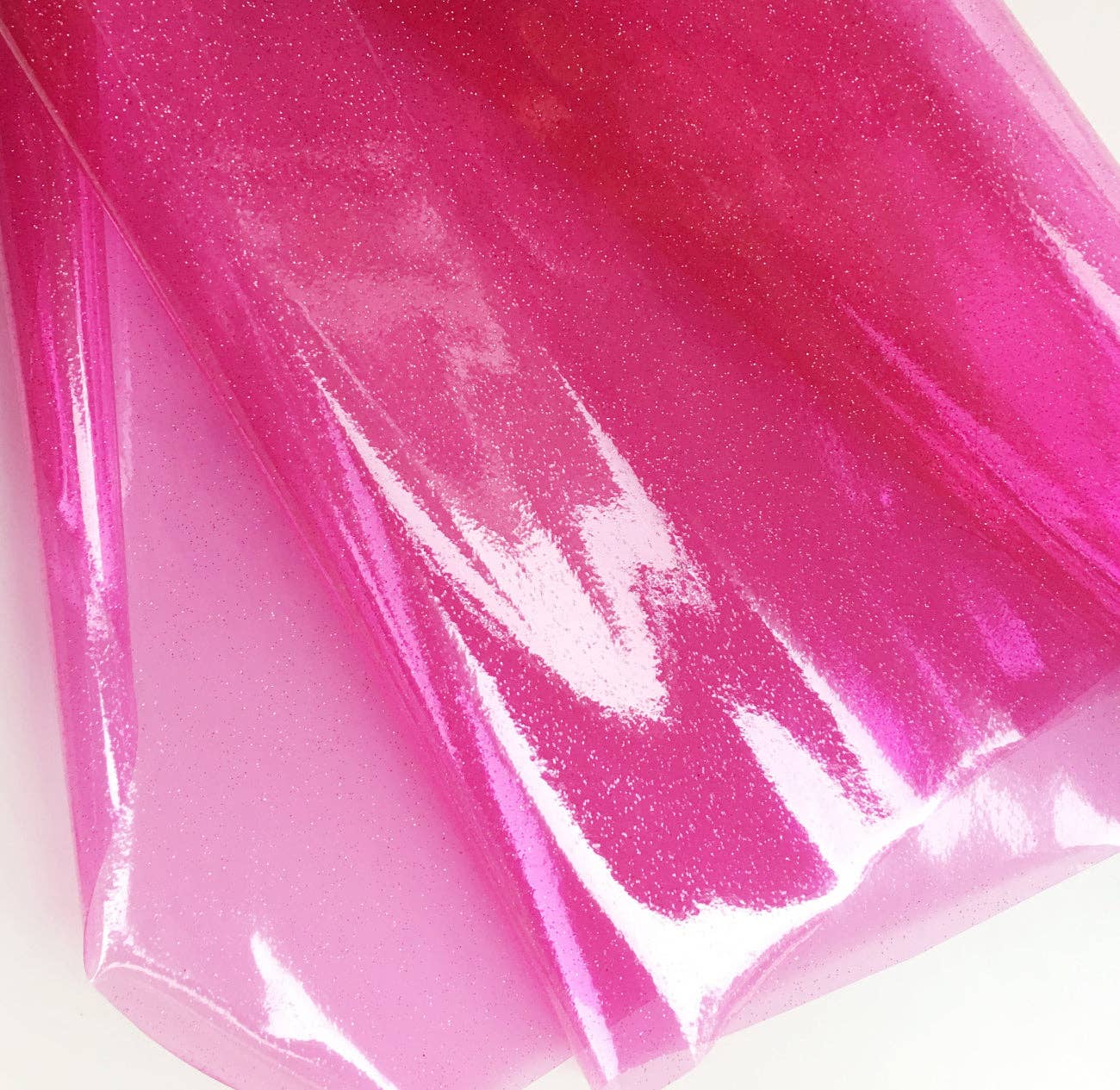 Sew Hungry Hippie - Hot Pink Clear Glitter Vinyl