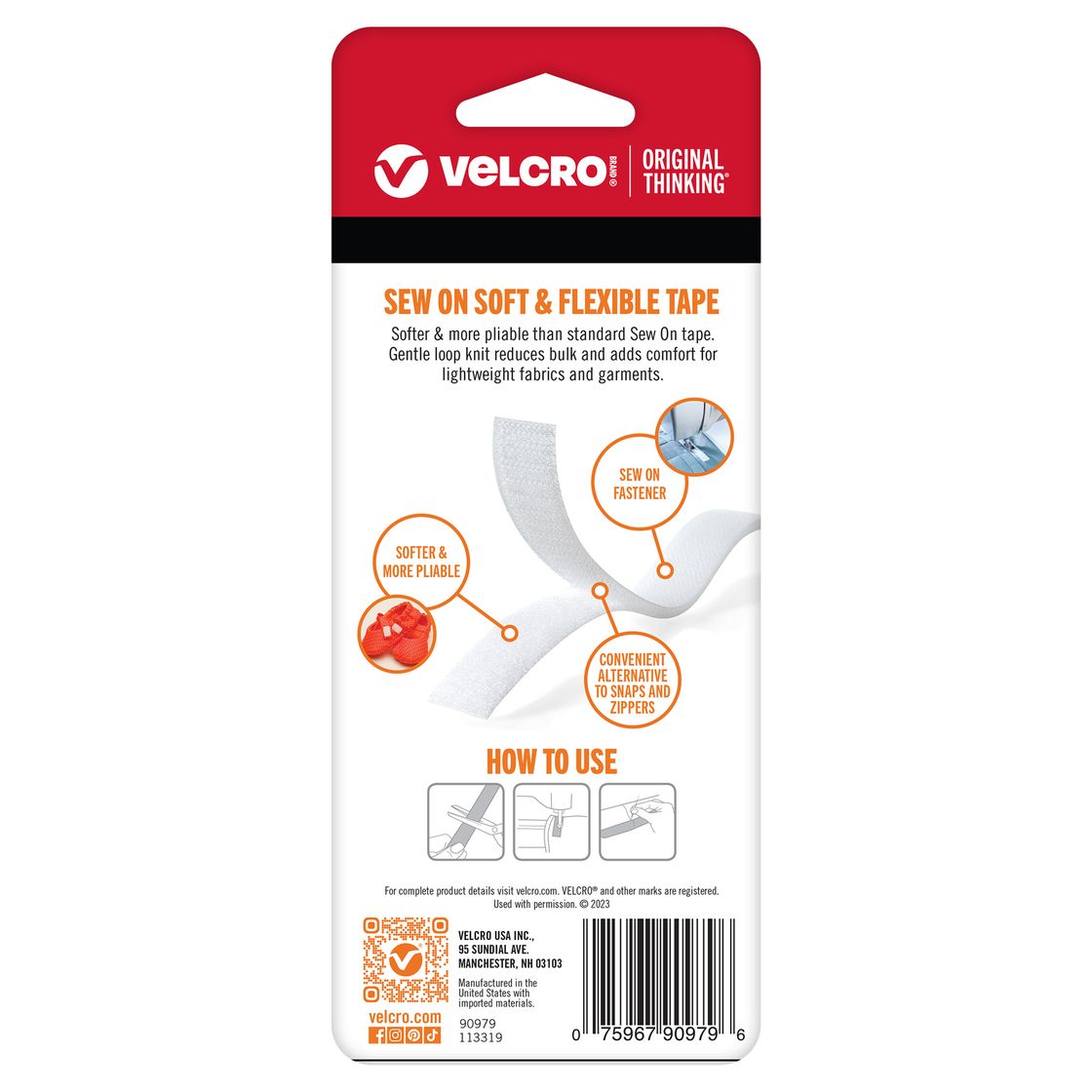 Velcro Sew On Soft and Flexible 5/8" x 30" Roll