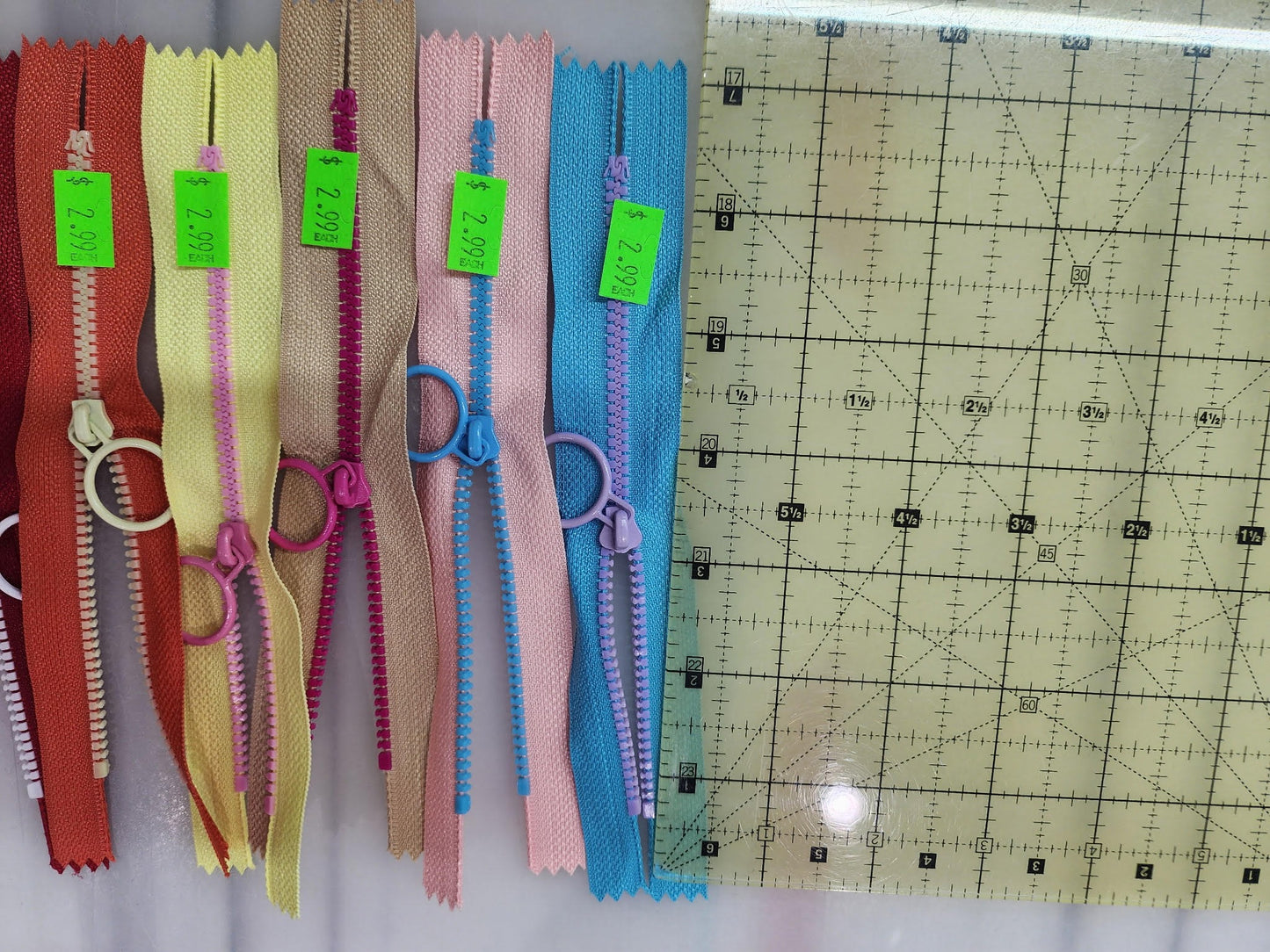 7" Multi Colored Zippers With Pull - 2 Zippers - Select Color!