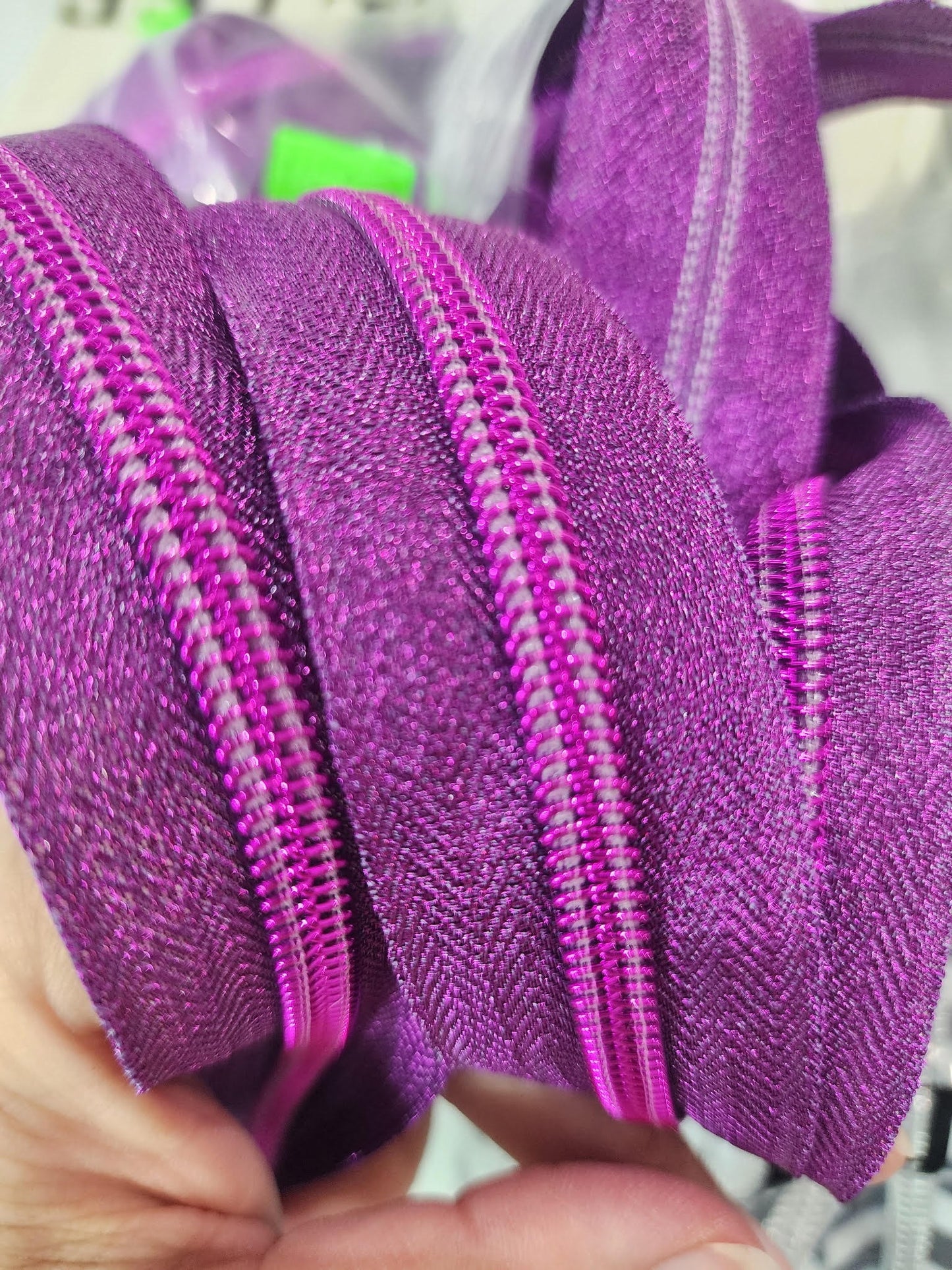 Purple Sparkle Zipper By The Yard