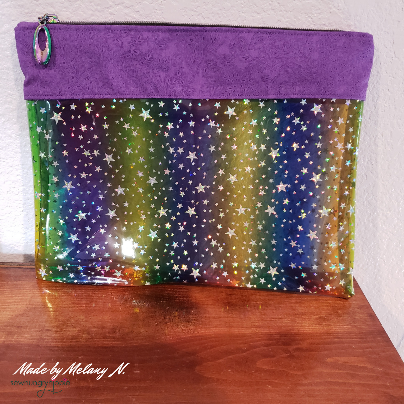 Sew Hungry Hippie - Rainbow Glittery Stars TPU Vinyl Fabric - 18" x 54" Precut