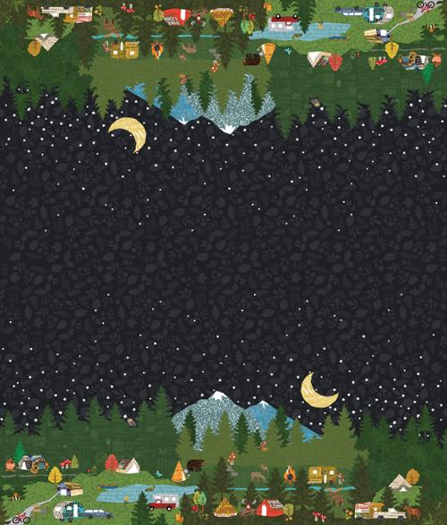 PREORDER - Moda - Cathe Holden - Paper Trails - Camp Ground Double Border Print 36" Panel - 39600 11 - SHIPS NOVEMBER 2026