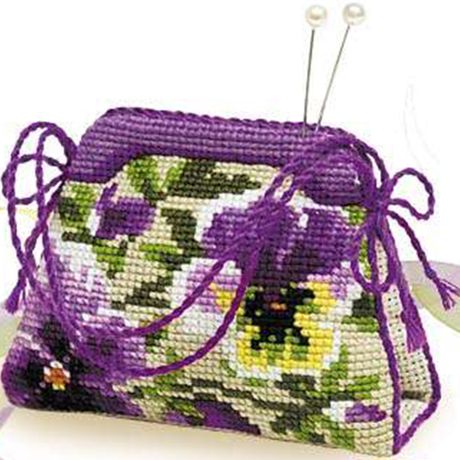 Riolis Counted Cross Stitch Kit - Pansy Pincushion