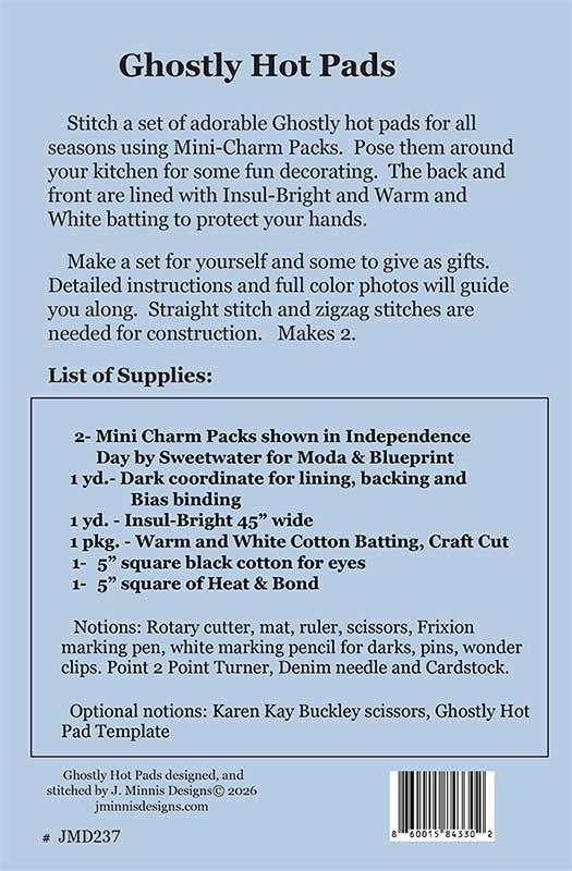 Ghostly Hot Pads Pattern OR Template By J Minnis Designs
