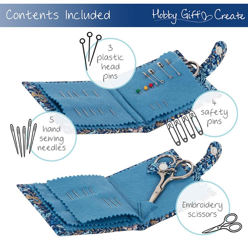 Hobby Gift Blue Floral Needle Case With Scissors
