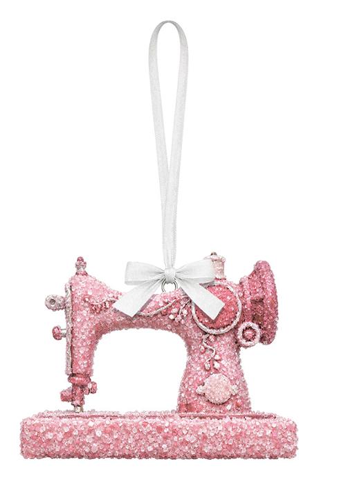 Moda - Cathe Holden - Pink Sparkly Sewing Machine Christmas Ornament