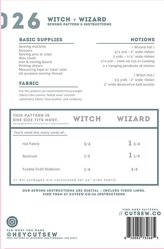 Witch and Wizard Hats Pattern By Cut / Sew Pattern Making