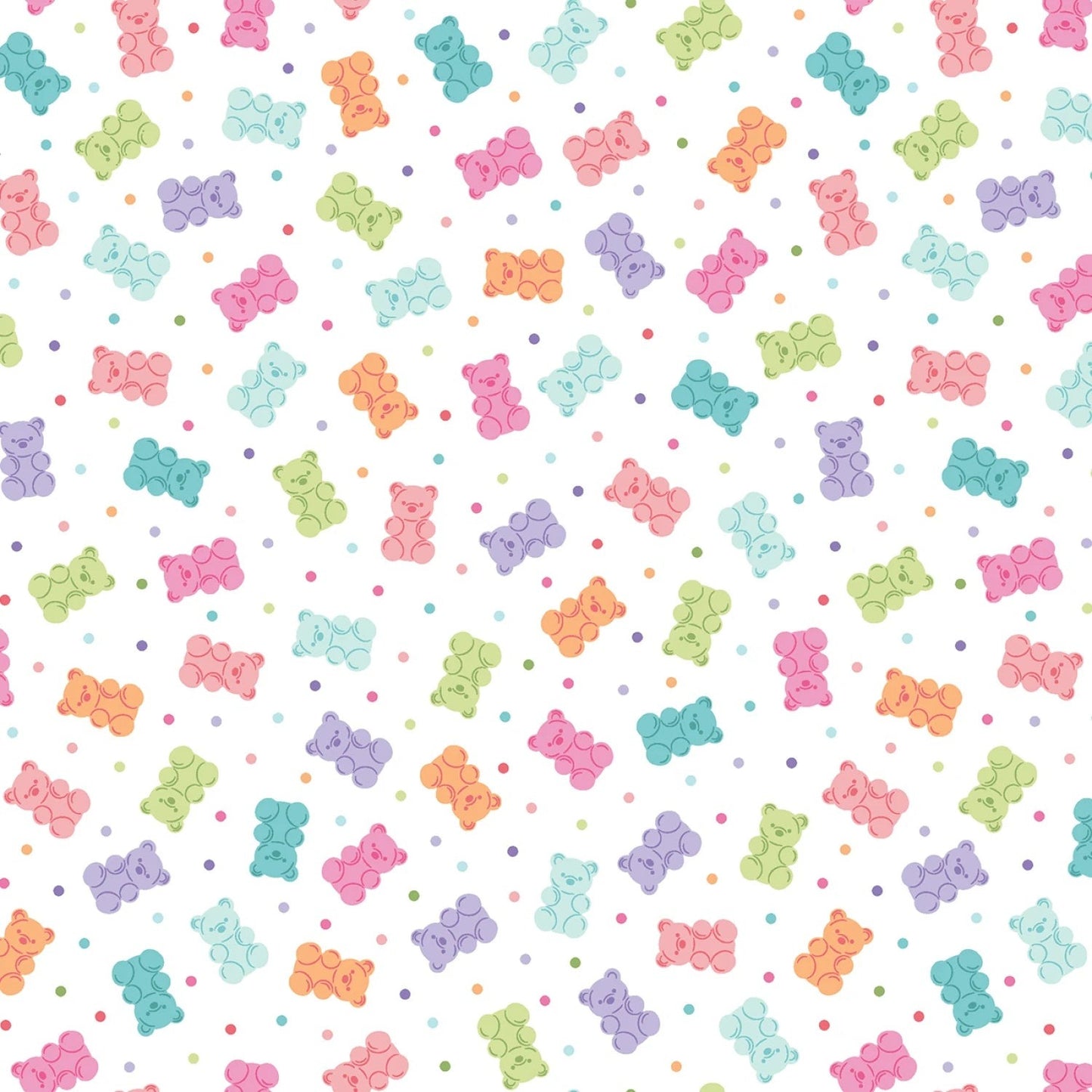 Maywood Studios - Sweet Shoppe - Rainbow Gummy Bears on White - MAS11029-W