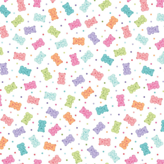 Maywood Studios - Sweet Shoppe - Rainbow Gummy Bears on White - MAS11029-W