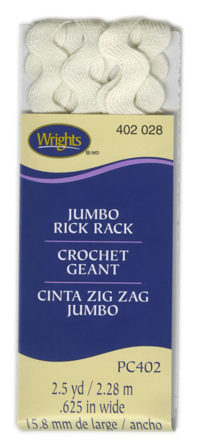 Wrights Jumbo Oyster Rick Rack - 5/8" Wide x 2-1/2 Yards - 1 Package