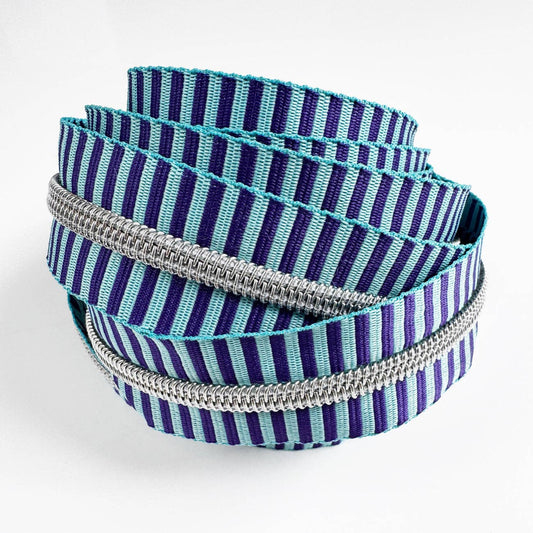 Sew Hungry Hippie Striped Jacquard Nylon Zipper Tape #5 with Silver Teeth - 3 Yard Pre-Cut