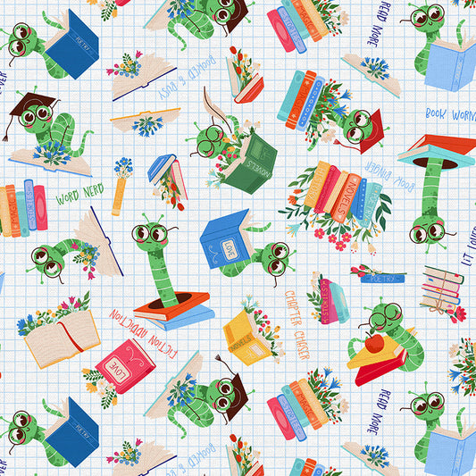 PBS Fabrics - Book Worm - Reading Worms - 12026519