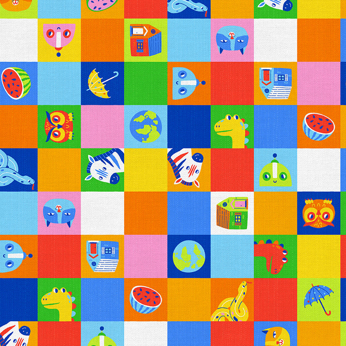 PBS Fabrics - ABC Just For Me - Rainbow Alphabet Image Blocks - 12026996