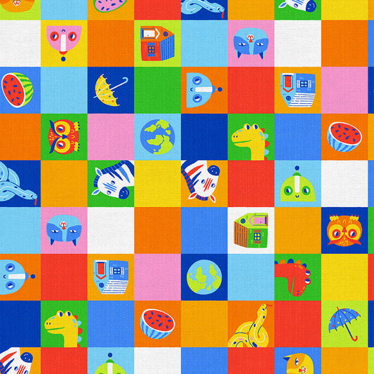 PBS Fabrics - ABC Just For Me - Rainbow Alphabet Image Blocks - 12026996