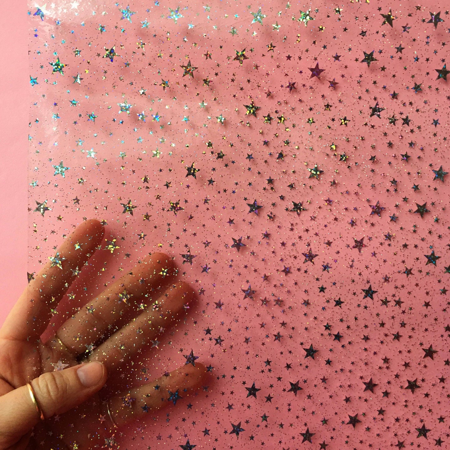 Sew Hungry Hippie Clear Glitter Stars Vinyl