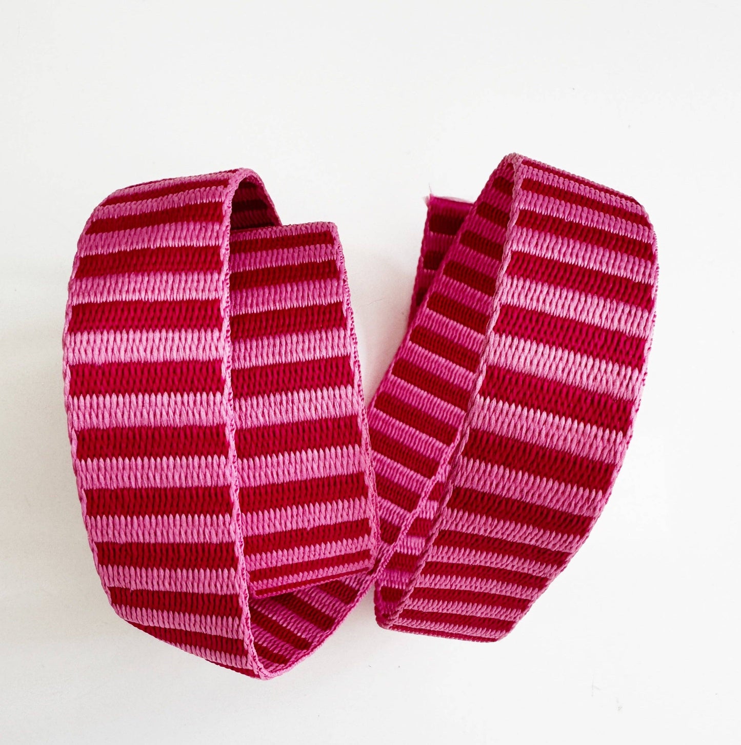 Jacquard Woven Stripe Webbing – Pink 1" Wide - By the Yard