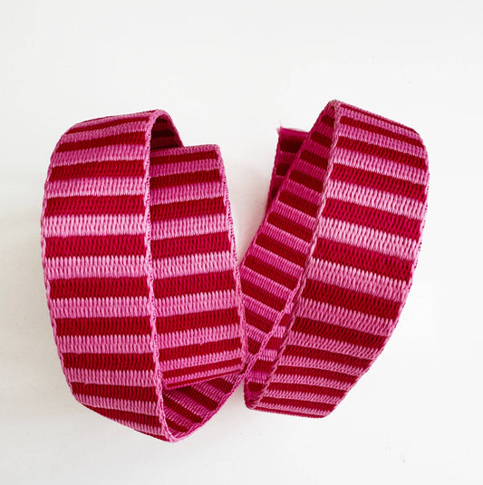 Jacquard Woven Stripe Webbing – Pink 1" Wide - By the Yard