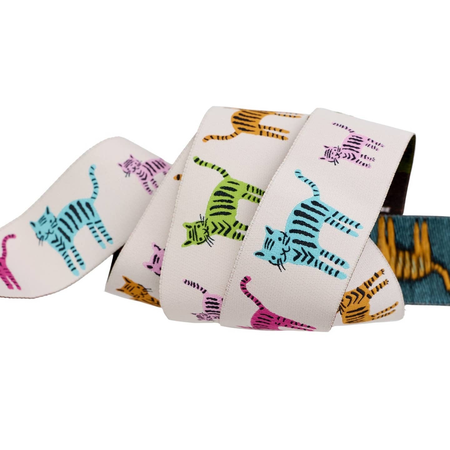Renaissance Ribbons - Catnap By Alexia Abegg - Tiger Stripes on Natural - 1-1/2" Ribbon - By The Yard