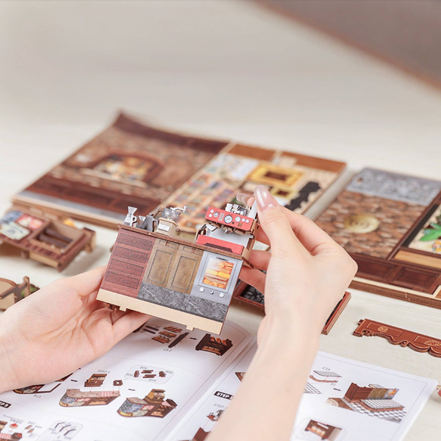 Hands Craft DIY Book Nook Kit: Corner Coffee Shop