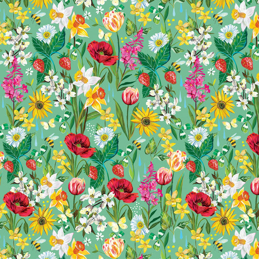 Benartex - A Wildflower Heart - Lydia's Meadow Teal - 16508-84