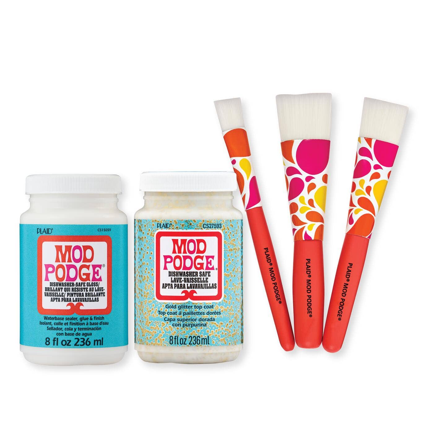 Plaid Mod Podge Dishwasher Safe Gloss/Glitter & Brush Kit