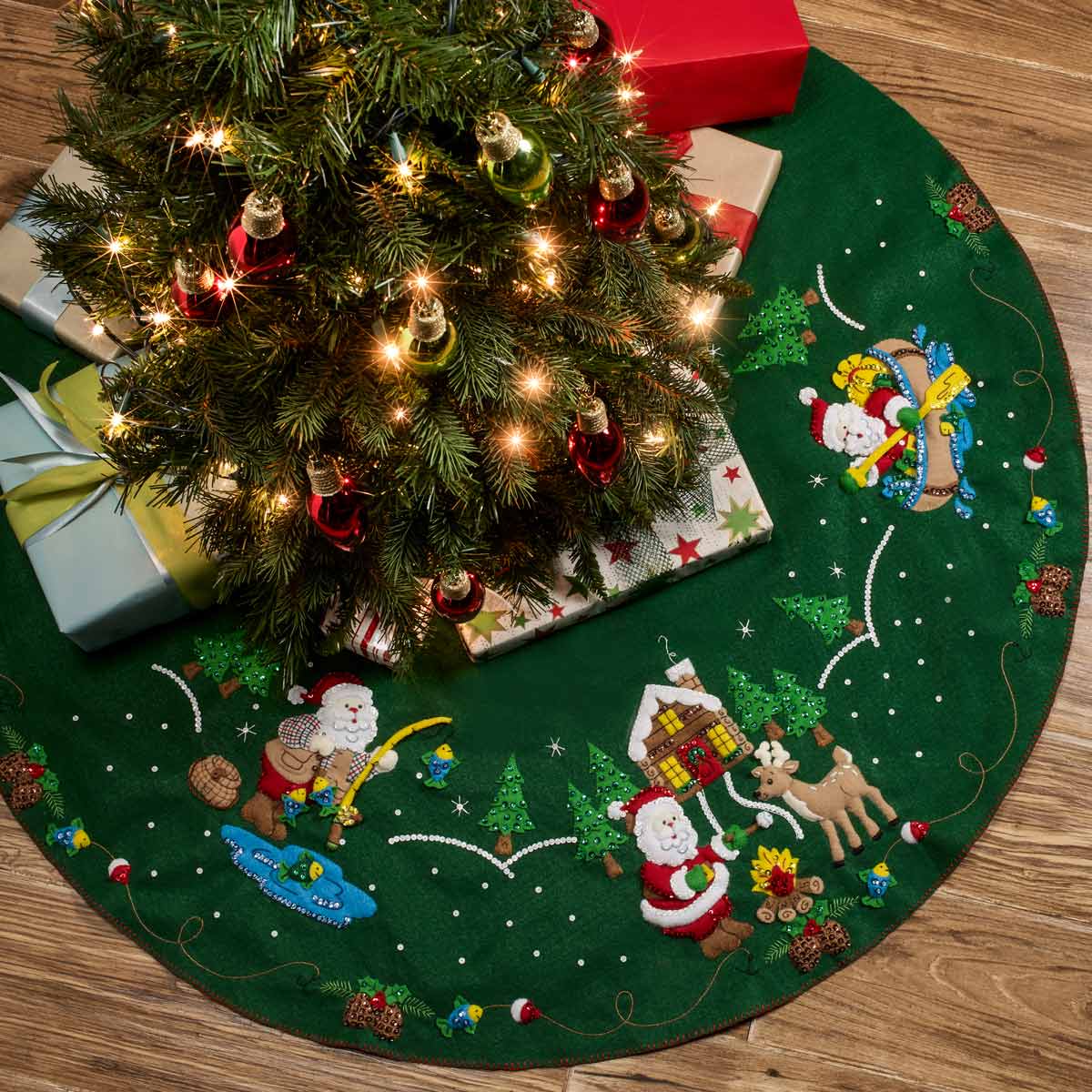 Bucilla ® Seasonal Felt Christmas Tree Skirt Kit - Lodge Santa