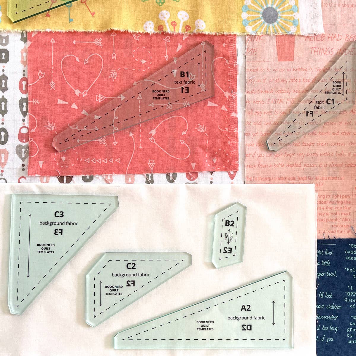 Book Nerd Quilt: Companion Acrylic Template 7-piece set By Angela Pingel