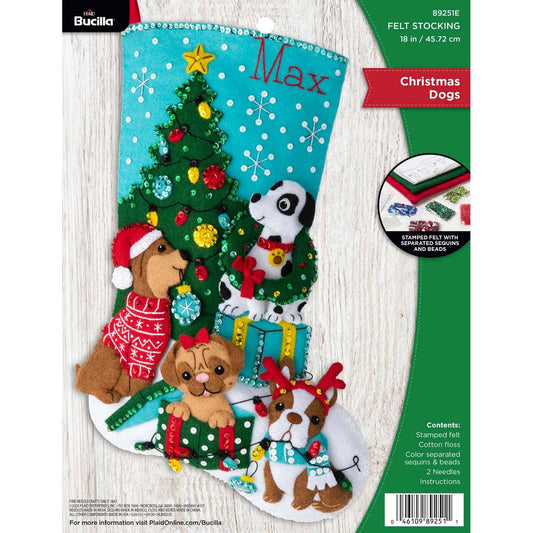 Bucilla ® Seasonal Felt Christmas Stocking Kit - Christmas Dogs