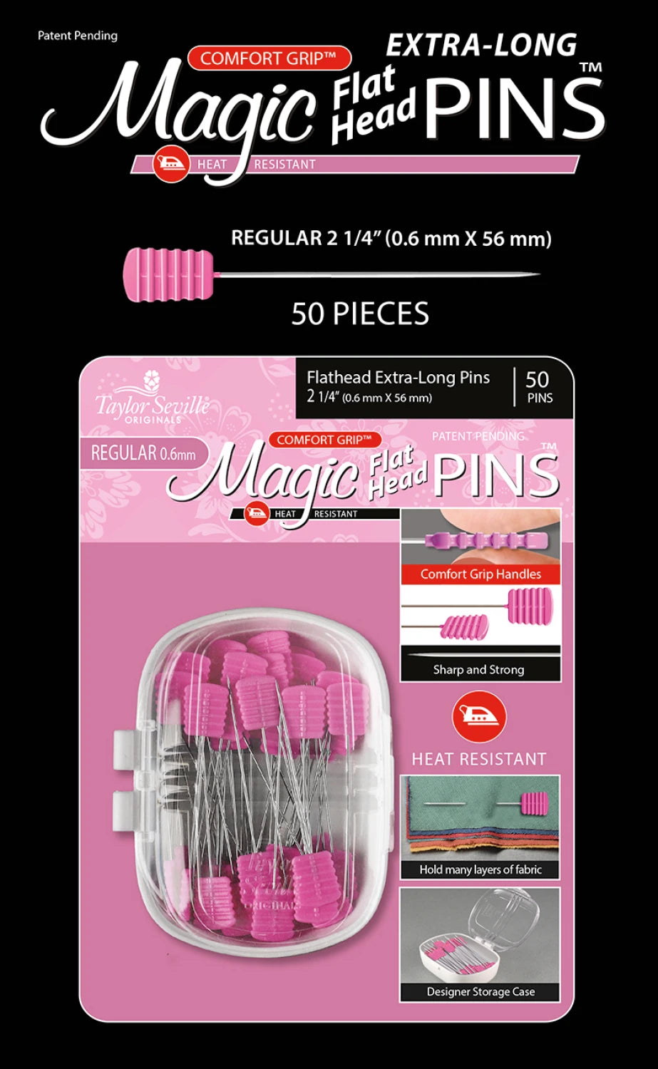 Magic Pins - Flathead Extra Long Regular - 0.6mm 50pcs
