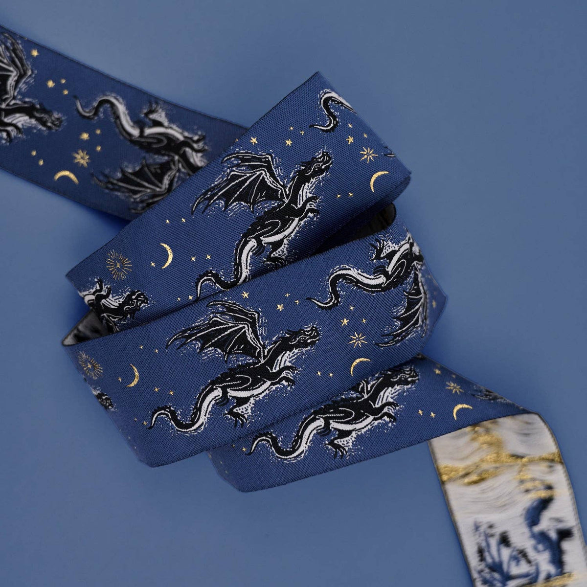 Renaissance Ribbons - Fire Glow - Etched Dragons - 1-1/2" width - by Sarah Watts - By The Yard