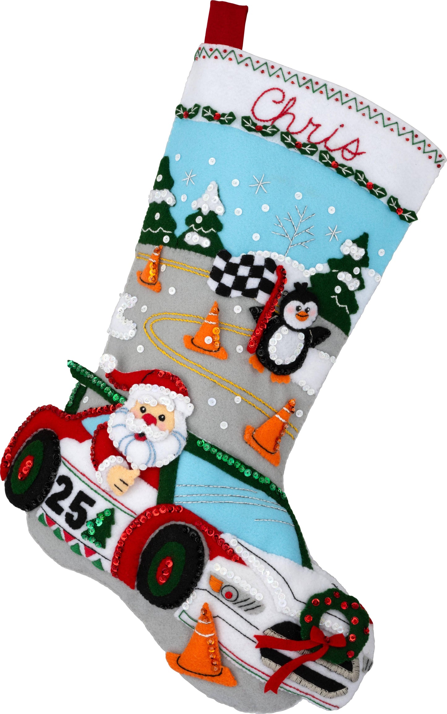 Bucilla® Seasonal Felt Stocking Kit - Holiday Speedway
