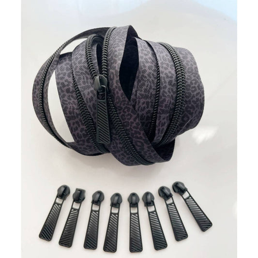 Sew Hungry Hippie Black and Grey Leopard Zipper Pack