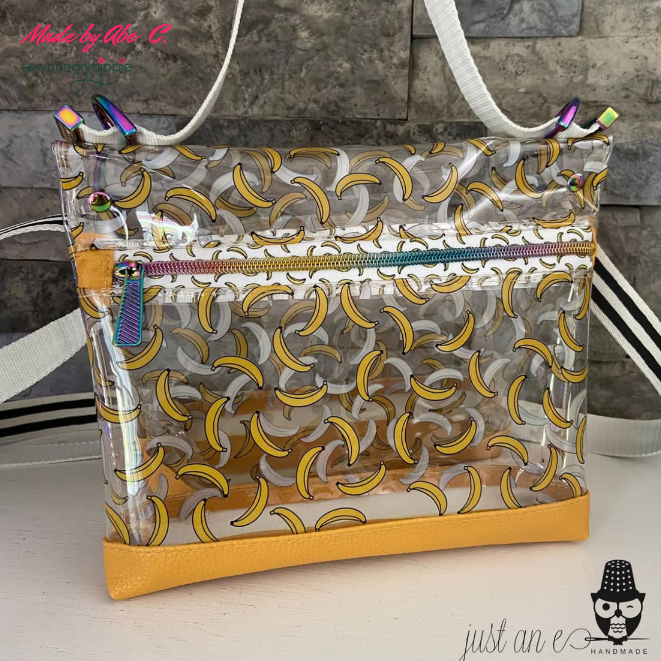 Sew Hungry Hippie Banana Print Clear TPU Vinyl for Bag Making - 12" x 52" Roll