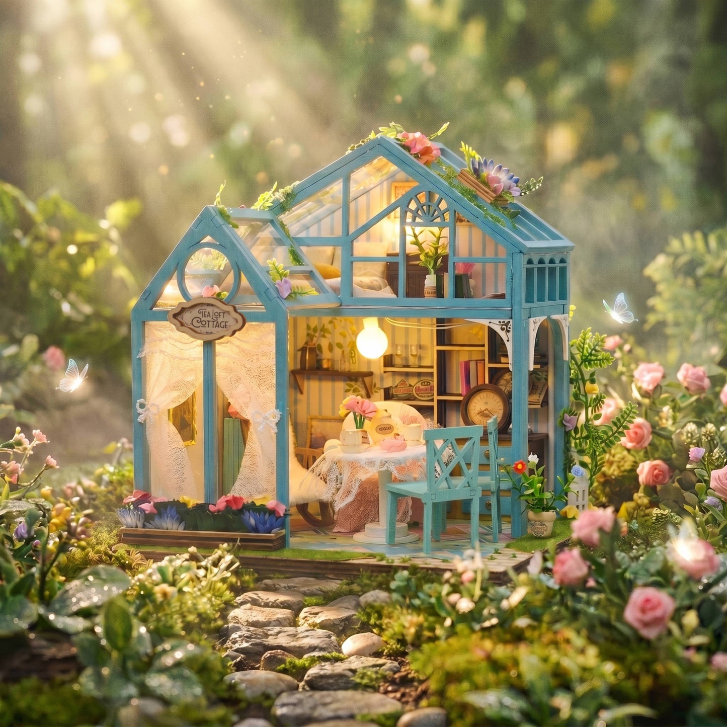 Hands Craft DIY Miniature House Kit: Tea Loft Cottage