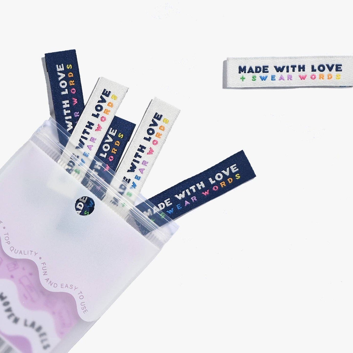 Kylie And The Machine Made with Love & Swear Words Woven Labels