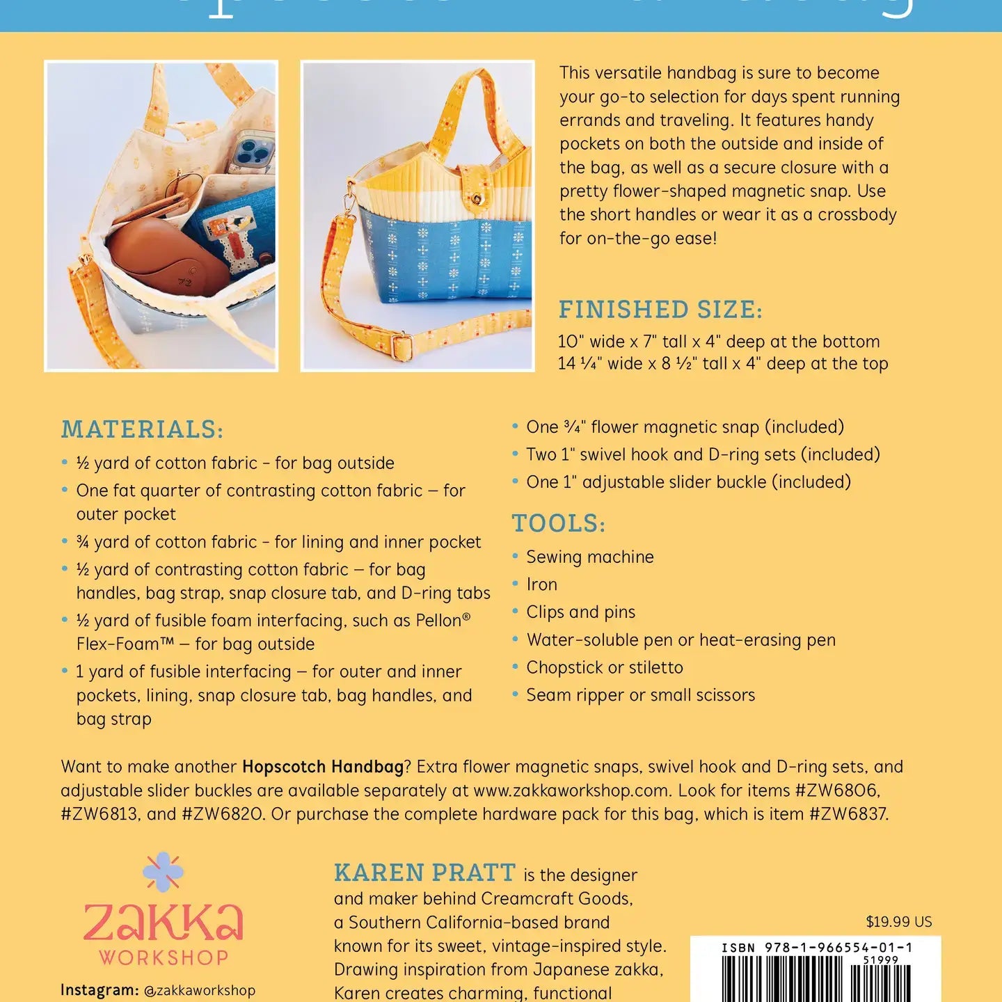 Hopscotch Handbag Kit and Pattern By Zakka Workshop