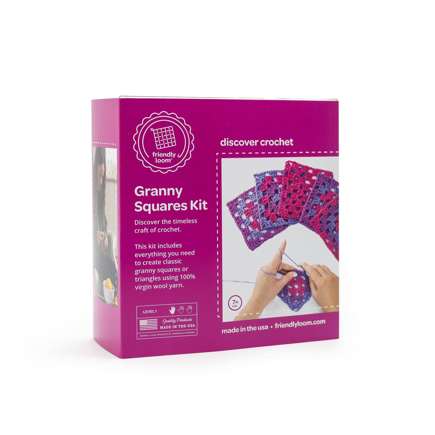Friendly Loom - Explore Crochet: Granny Square Kit – Berry