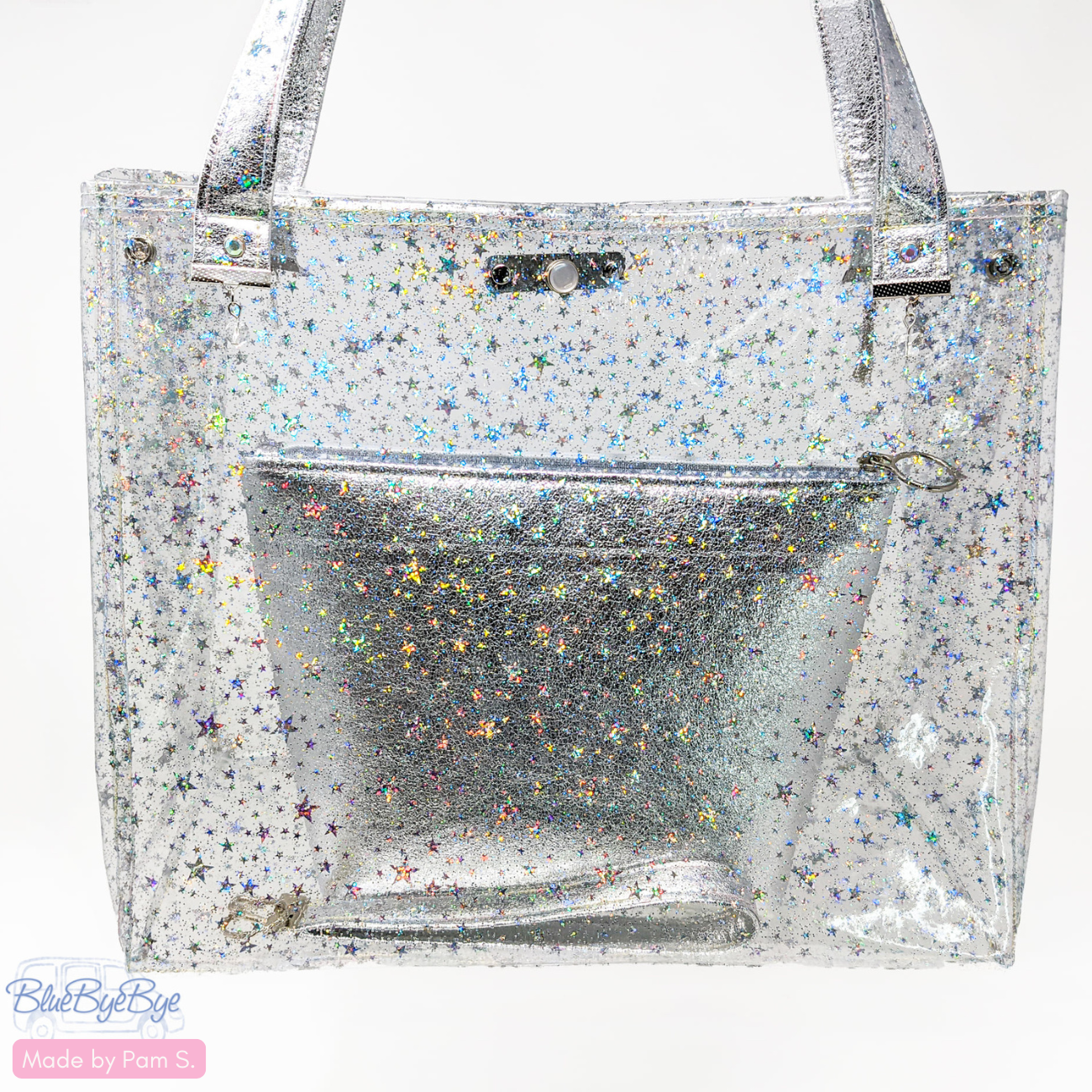 Sew Hungry Hippie - Clear Glitter Stars Vinyl - 18" x 56"