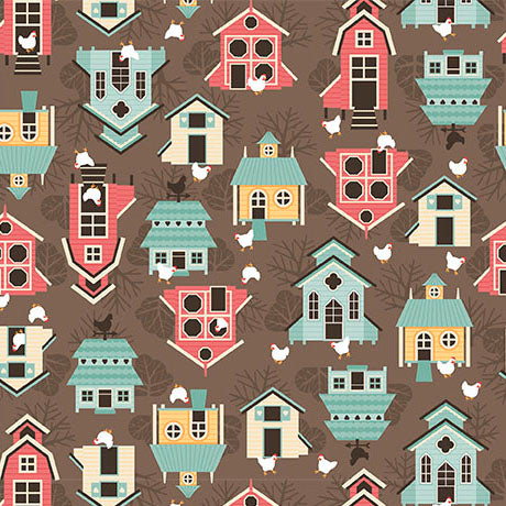 QT Fabrics - Chickens in the Meadow - Houses - 31820 - A
