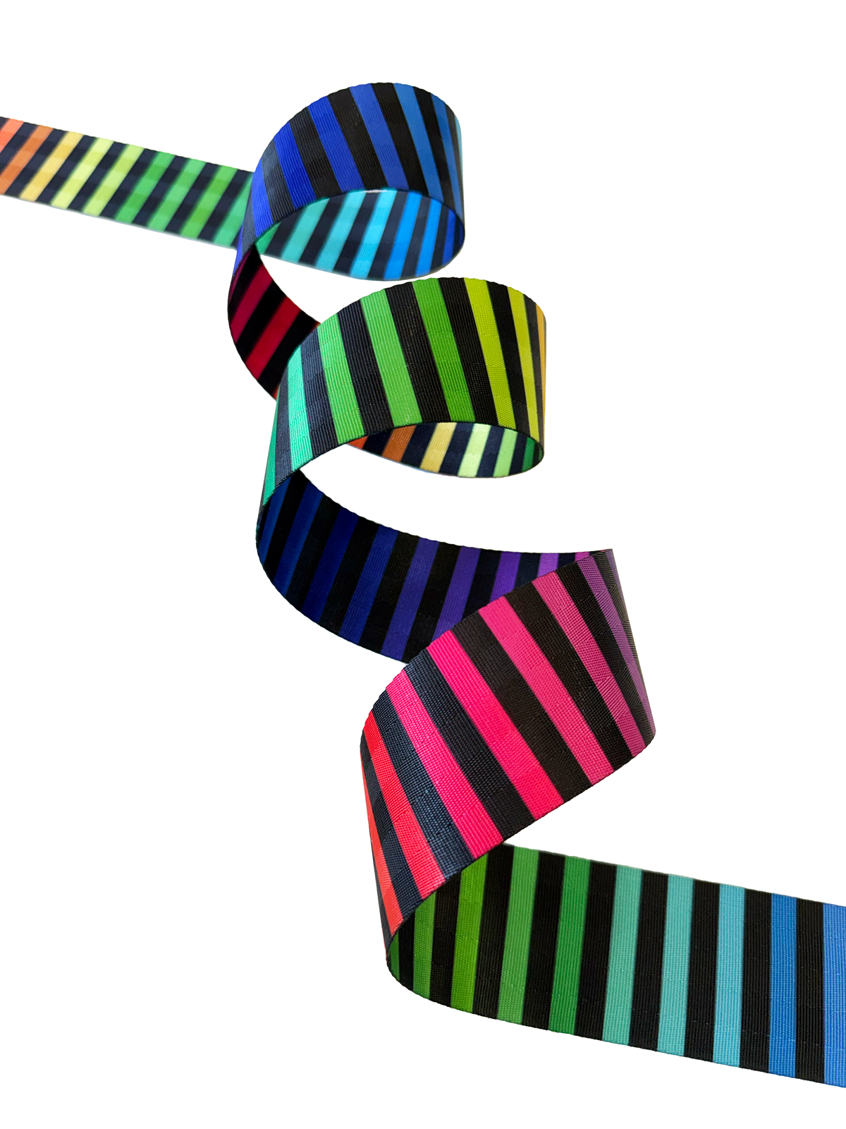 Sassafras Lane - Black & Rainbow Stripe - 2in Handle Webbing - Per Yard