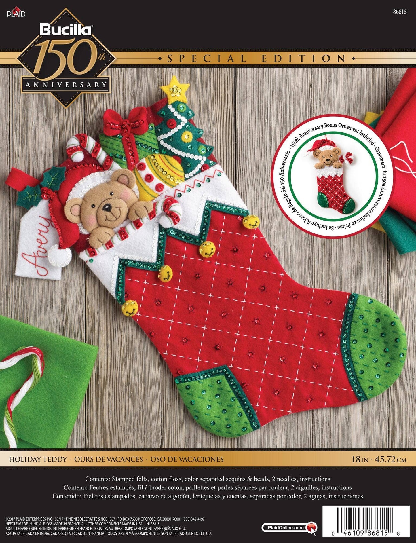 Bucilla ® Seasonal Felt Christmas Stocking Kit - Holiday Teddy