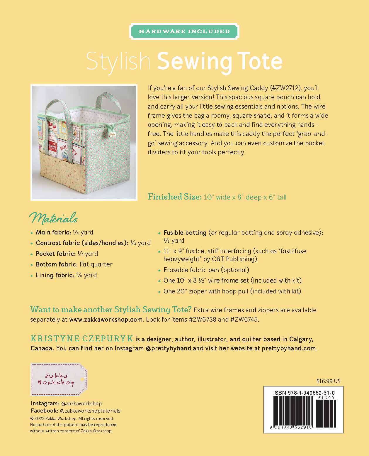 Stylish Sewing Tote Pattern And Hardware By Zakka Workshop