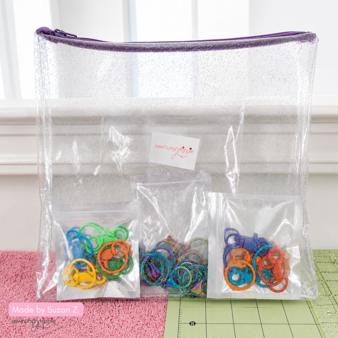Sew Hungry Hippie - Clear Glitter Vinyl - TPU See-Through Vinyl for Bag Making