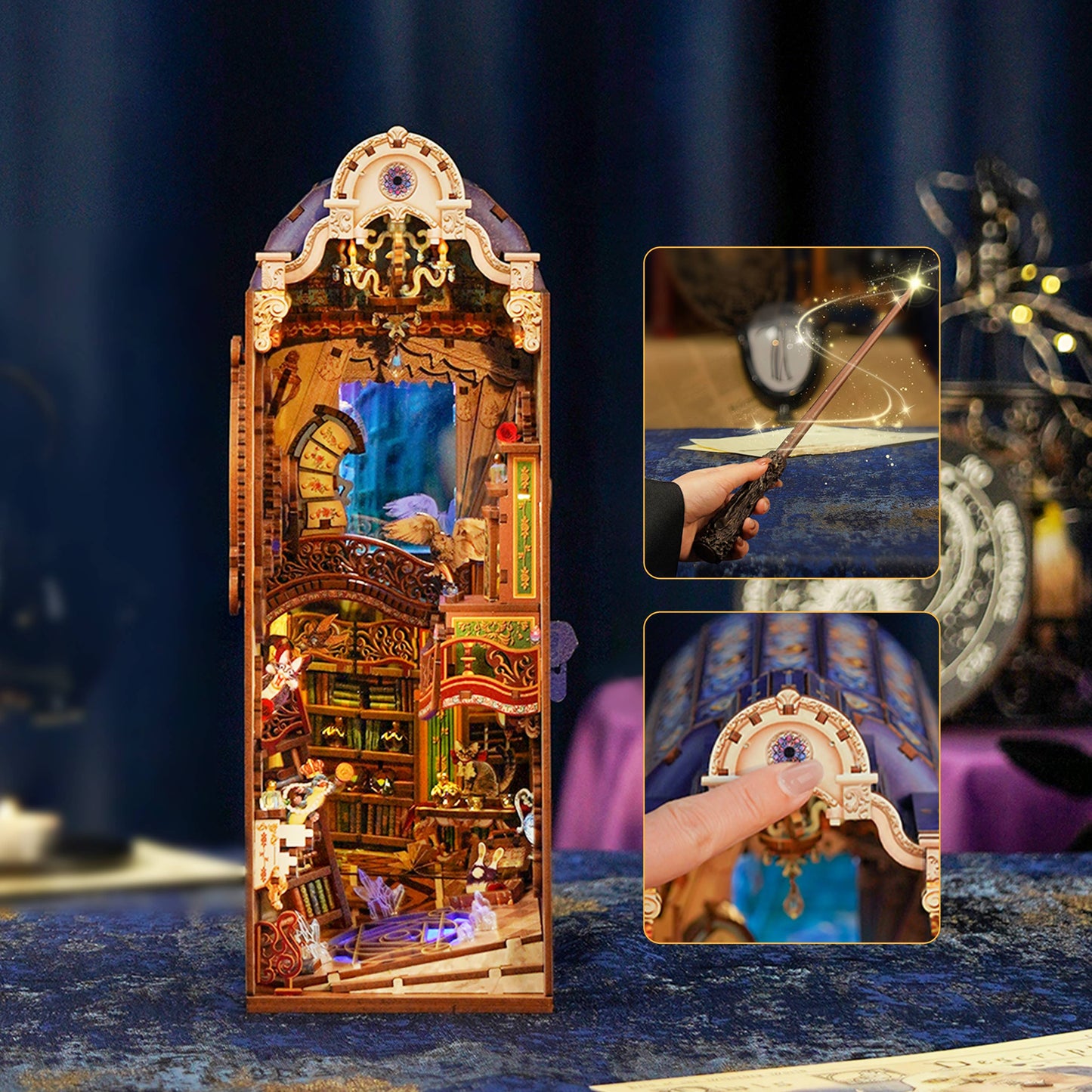 Hands Craft DIY Book Nook Kit: Magical Library And Dust Cover